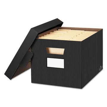 Bankers Box® Stor-file Decorative Medium-duty Storage Box, Letter-legal Files, 12.5" X 16.25" X 10.5", Black-white Brocade Design, 4-ct freeshipping - TVN Wholesale